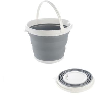 Imagem de Balde Dobrável Retrátil de Silicone 5 Litros Flexível Compacto Multiuso com Alça e Suporte para Facilitar a Limpeza