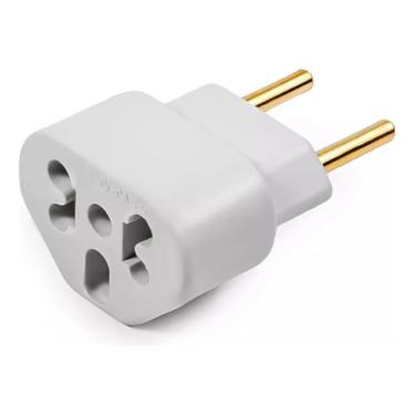 Imagem de Adaptador de Tomada Universal, 10A/20A, 250V, Compatível com Diversos Aparelhos, 2 Polos Padrão Brasileiro e Americano, Branco