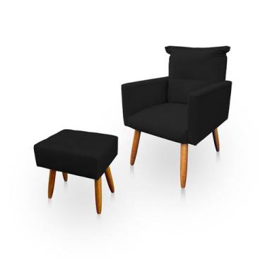 Imagem de Poltrona Decorativa Duda com Puff New para Sala e Quarto Suede - LH De