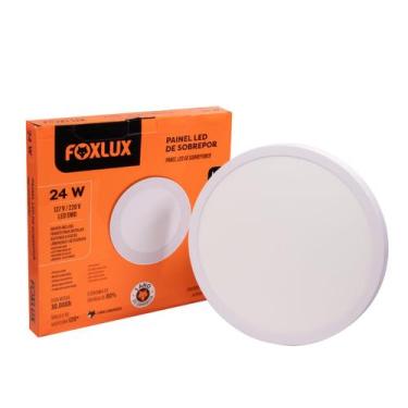 Imagem de Painel LED Foxlux Redondo Sobrepor 24W 4000K Bivolt Luz Neutra com Bas