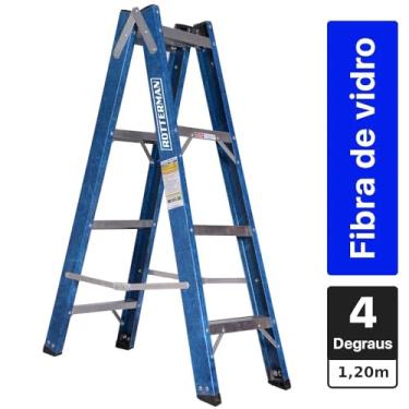 Imagem de Escada tesoura dupla em fibra de vidro 4 degraus 1,2 m - Premium - Rotterman