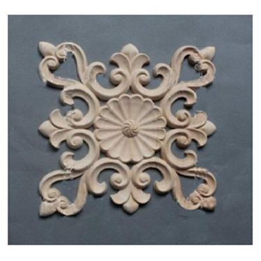 Imagem de 2. 0 CM Apliques de onlay de madeira para o centro de mobiliário em casa, artesanato-esculpido decalque seminted mobiliário porta applique onlay armário decoração guarnição de madeira(B,2PCS)