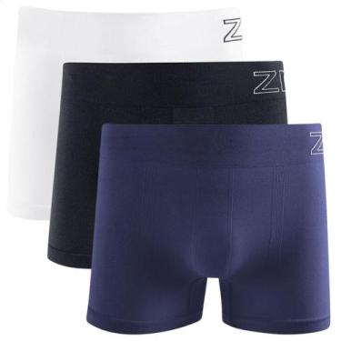 Imagem de Kit 3 Cuecas Boxer Masculina Zee Rucci Microfibra Sem Costura Lisa, 1b