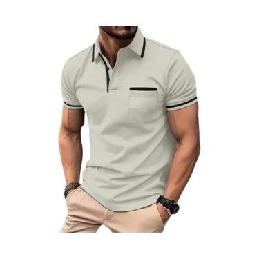 Imagem de Camisa Polo Masculina Leve E Respirável Com Zíper De 1/4, Manga Curta 