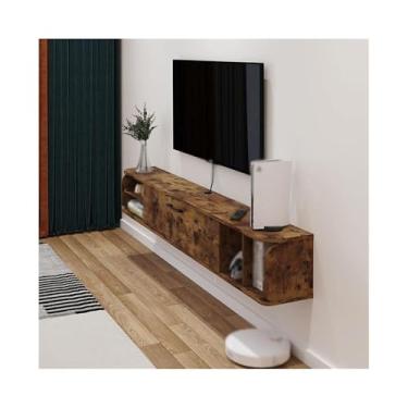 Imagem de CFGH6FDF Suporte de TV flutuante prateleira de TV flutuante, armário de TV montado na parede, prateleiras flutuantes com porta, console de mídia de entretenimento unidade de parede (1708 x 237 x 268