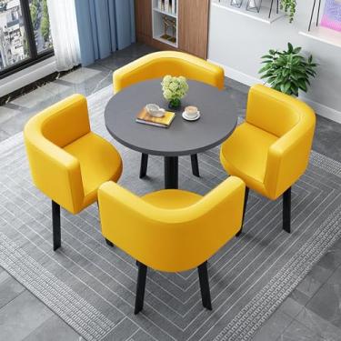 Imagem de Conjunto de mesa de negociação e cadeira, mesa de clube de sala de recepção de escritório, conjunto de mesa de jantar redonda simples, mesas de conferência, conjunto de mesa de centro e cadeira (cor