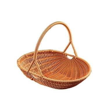 Imagem de CFGH6FDF Suporte de frutas para uso doméstico, estilo rústico, imitação de vime, cesta de armazenamento para frutas, vegetais e frutas