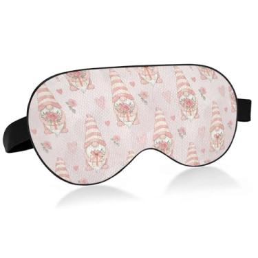 Imagem de Burbuja Máscara de dormir com flores de gnomos para mulheres e homens, máscara refrescante para os olhos com blackout com alça elástica ajustável para viagens