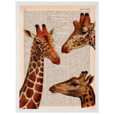 Imagem de Quadro Decorativo Trio Girafas Moldura Branca 24X18Cm