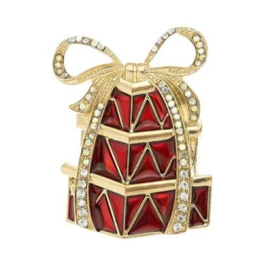 Imagem de Broches Esmaltados De Natal Com Strass: Laço, Maçã, Boneco De Neve, Pi