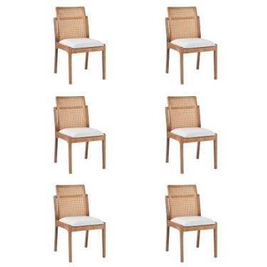 Imagem de Kit 6 Cadeiras Decorativa Sala de Jantar Luxo Livia Facto Branco - Moz