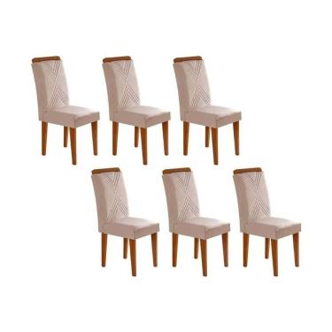 Imagem de Kit 2 Cadeiras De Cozinha Amsterdã 6 Un Capuccino Suede Creme Rufato