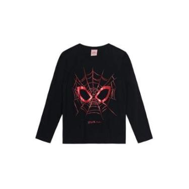 Imagem de Camiseta infantil menino Homem-Aranha em fóil Brandili Preto-Masculino