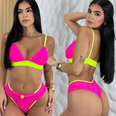 Imagem de Kit 3 Lingerie Sem Bojo Sem Aro Conjunto Atacado Calcinha Fio Rendada 