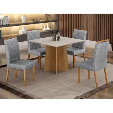 Imagem de Mesa de Jantar Ambiente Jade 90cm Cinamomo Off White com 4 Cadeiras La