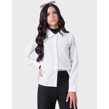 Imagem de Camisa Tricoline Dia a Dia Frio Gola Polo Botão Moda Inverno Nova - Feminino 12 a 18 anos-Feminino