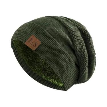 Imagem de Gorro De Inverno Unissex Com Forro De Pelúcia, Chapéu Tricotado Quente