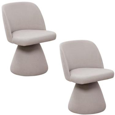 Imagem de Kit 02 Cadeiras de Jantar Liz Giratória Poliéster Cinza Suave - Nexta 