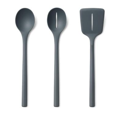 Imagem de Kit 3 Utensílios de Cozinha Colher Espátula Servir em Nylon Resistente ao Calor Até 400...
