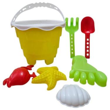 Imagem de Balde Praia Infantil Castelo Kit Brinquedos de Areia - Corpo Dourado M