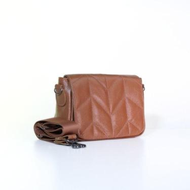 Imagem de Bolsa Crossbody Feminina de Couro - BAUARTE, Caramelo