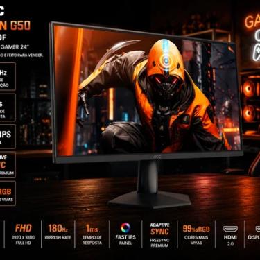 Imagem de Monitor Gamer Aoc Agon G50 24 144hz 0,5ms Ips Full Hd Hdr10 G-sync 24g50f