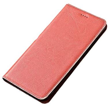 Imagem de LAHappy Capa compatível com iPhone 13 Pro Max/13 Pro/13/13 Mini, capa flip de couro de vaca genuíno de luxo com suporte para cartão, fecho magnético e suporte, rosa, 13 de 6,1 polegadas