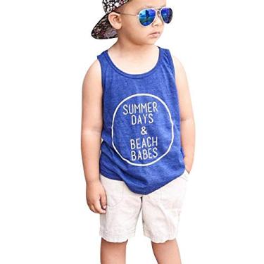 Imagem de Roupas de bebê menino para o verão camiseta azul e shorts jeans branco roupas de praia para crianças crianças de 9 meses a 4 anos(D)