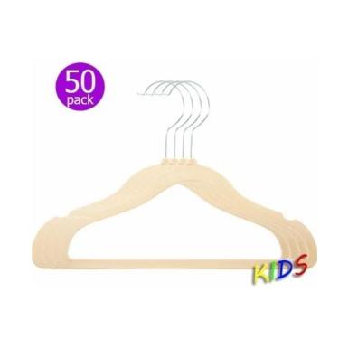 Imagem de Kit 50 Cabides Veludo Infantil Slim Ultrafino Bege / Creme