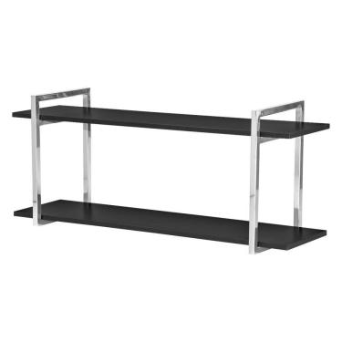 Imagem de Nicho Sala e Quarto Cromado com Prateleiras Preto 80cm