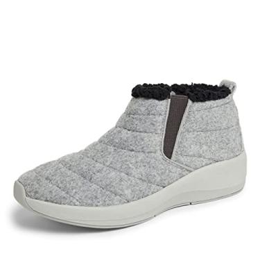 Imagem de Dearfoams Bota feminina confortável original Naomi Wedge Bota no tornozelo, Cinza claro, 38