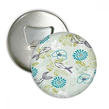 Imagem de Folhas de peixe flor azul animal abridor de garrafas ímã de geladeira emblema multifuncional