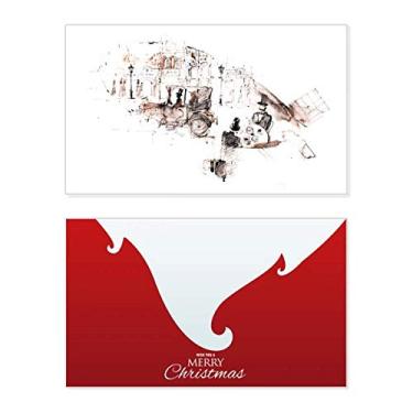 Imagem de British Architecture Vintage Carro, Aquarela, Feriado, Feliz Natal, Cartão de Parabéns, Mensagem de Letras de Natal