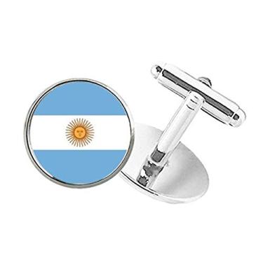 Imagem de DIYthinker Abotoaduras com clipe de botão redondo com bandeira nacional da Argentina