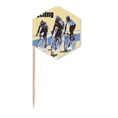Imagem de Jogo de corrida de bicicleta, presente Art Deco, bandeiras de palito, palitos de cupcake, festa celebração