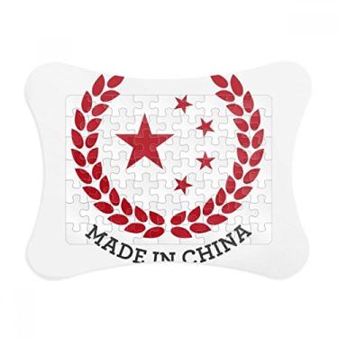 Imagem de Moldura de quebra-cabeça vermelha Made in China Estrelas Arroz Trigo Decoração Enfeite de jogo de quebra-cabeça