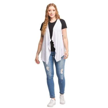 Imagem de Colete de Bico Blusa Cardigan Feminino Plus Size Terceira Peça Viscolycra Ca5plus