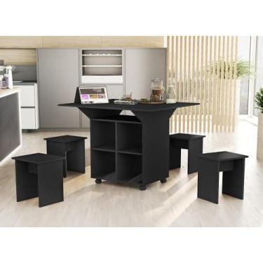 Imagem de Mesa Bancada com Banquinhos Preto