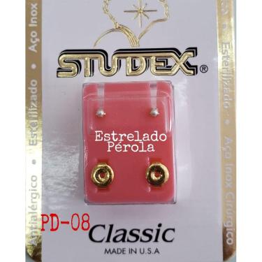 Imagem de Brinco Studex Classic 2Mm Tiffany Pérola Pequeno Dourado