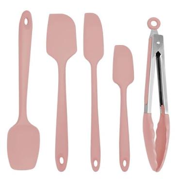 Imagem de KIT ESPATULAS DE SILICONE LINHA PROFISSIONAL C PEGADOR INOX COR:ROSA