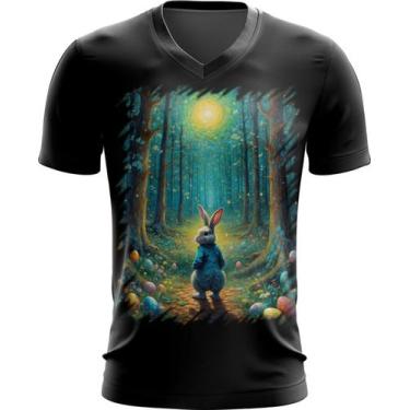 Imagem de Camiseta Gola V Páscoa Coelhinho Traços Van Gogh 3 - Kasubeck Store