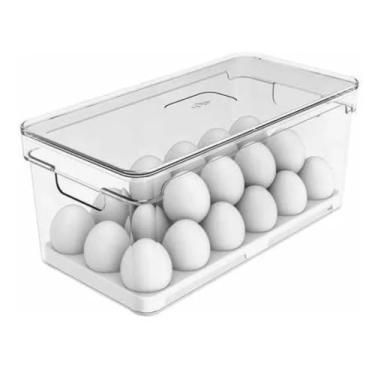 Imagem de Organizador de Ovos Para Geladeira Acrílico Super Transparente Com Bandeja