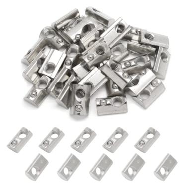 Imagem de Qjaiune 30 peças M8 M8 Porca T de extrusão de alumínio 4040 porcas T de extrusão, porcas de mola em T roll-in, porcas de ranhura em T meia redonda M8 para impressora 3D, roteador CNC, série 4040 perfil de extrusão de alumínio com ranhura de 8 mm