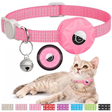 Imagem de Coleira para gatos Apple AirTag, coleira rastreadora GPS com recurso de separação, leve e refletiva, perfeita para meninas ou meninos, gatos e filhotes (rosa luminoso)