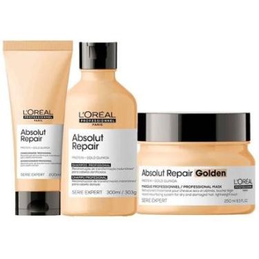 Imagem de L'oréal Professionnel Absolut Repair Gold Quinoa + Protein Kit – Shampoo + Condicionador + Máscara L-Unissex