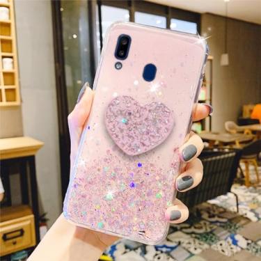 Imagem de Capa de suporte de telefone com glitter coração amor para Samsung Galaxy S23 S22 S21 Ultra 5G S20 FE S10 Lite S9 S8 Plus Capa de silicone, rosa, para S22 Ultra