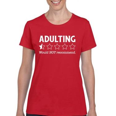 Imagem de Camiseta Adulting Would Not recommend Funny Adult Life is Hard Review Humor Parenting 18th Birthday Gen X Women's Tee, Vermelho, G