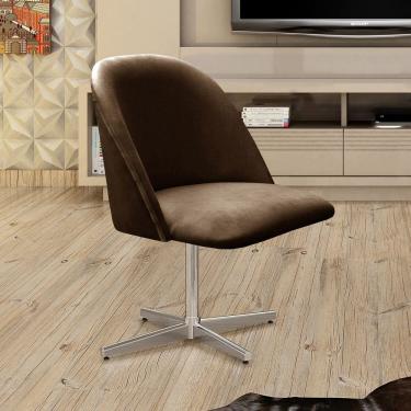 Imagem de Poltrona Decorativa Gaia Giratória Metal para Sala, Quarto, Recepção Marrom