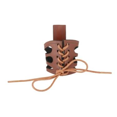 Imagem de rockible Chifre de boi copo manga suporte de copo de café das mulheres dos homens leve chifre copo manga chifre forma copo caneca caso cinto acessório, marrom