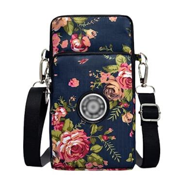 Imagem de ZGMYC 3 camadas bolsa de celular bolsa de pulso à prova d'água esportiva braçadeira bolsa de ombro carteira, Estampa floral, One Size